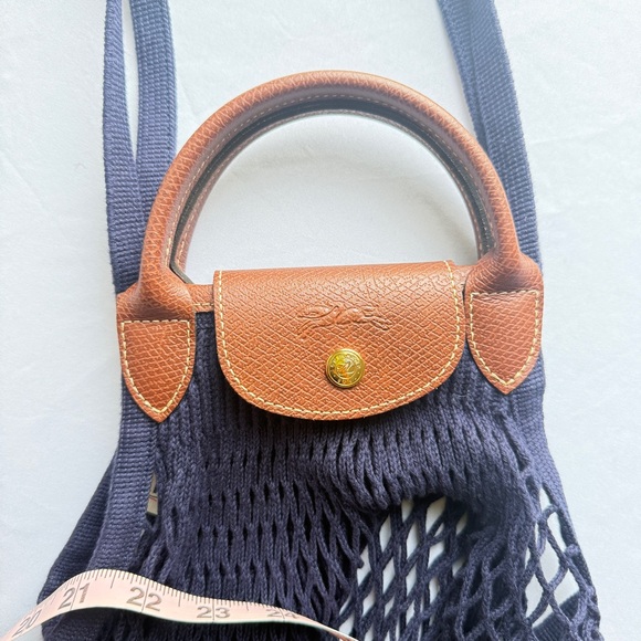 Longchamp Le Pliage Filet Mesh Bag - Navy Large Excellent Condition - Picture 3 of 10